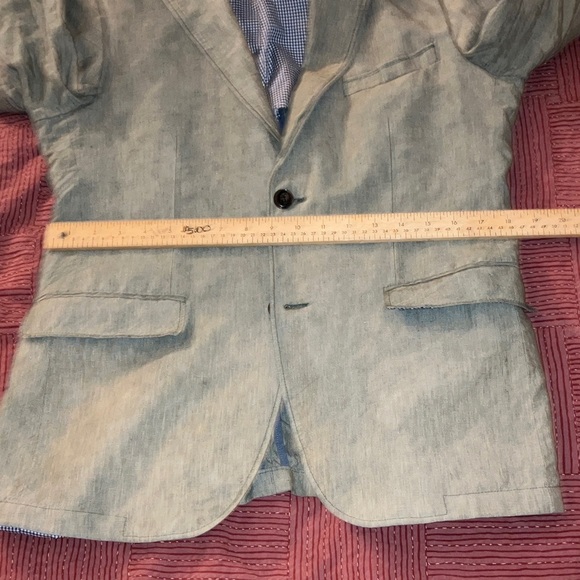 Linen men’s blazer heathered light green / gray - Picture 11 of 16